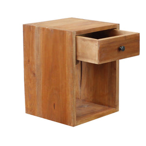 Comodino in legno rustico con cassetto - AURAEL