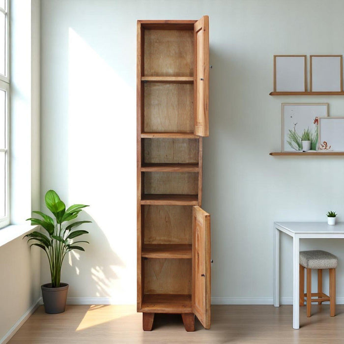 Mobile colonna in legno rustico 2 ante 2 ripiani - AUGUSTA