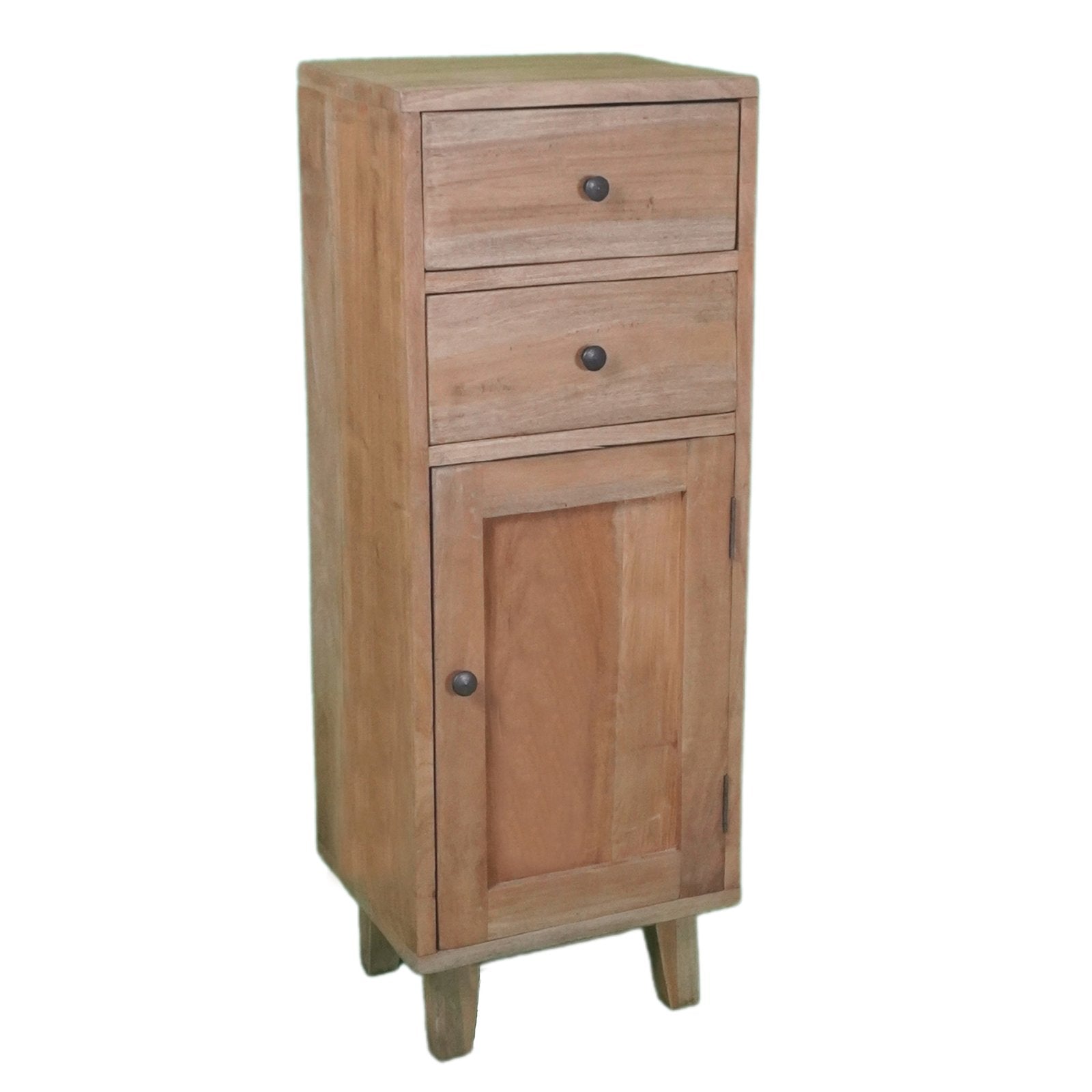 Mobiletto in legno rustico 1 anta 2 cassetti - ATTIS