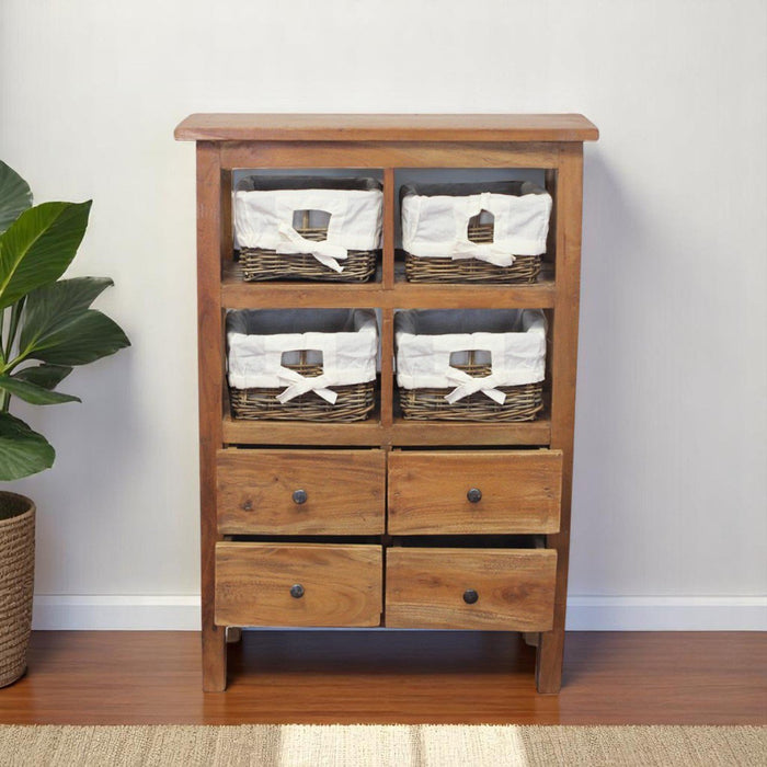 Mobile in legno 4 cassetti 4 ripiani con ceste - AGAPIA