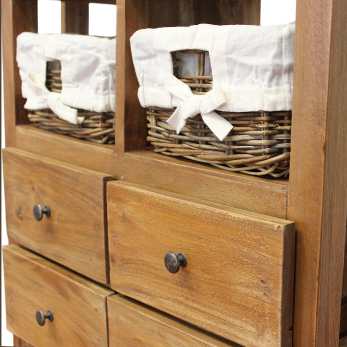 Mobile in legno 4 cassetti 4 ripiani con ceste - AGAPIA