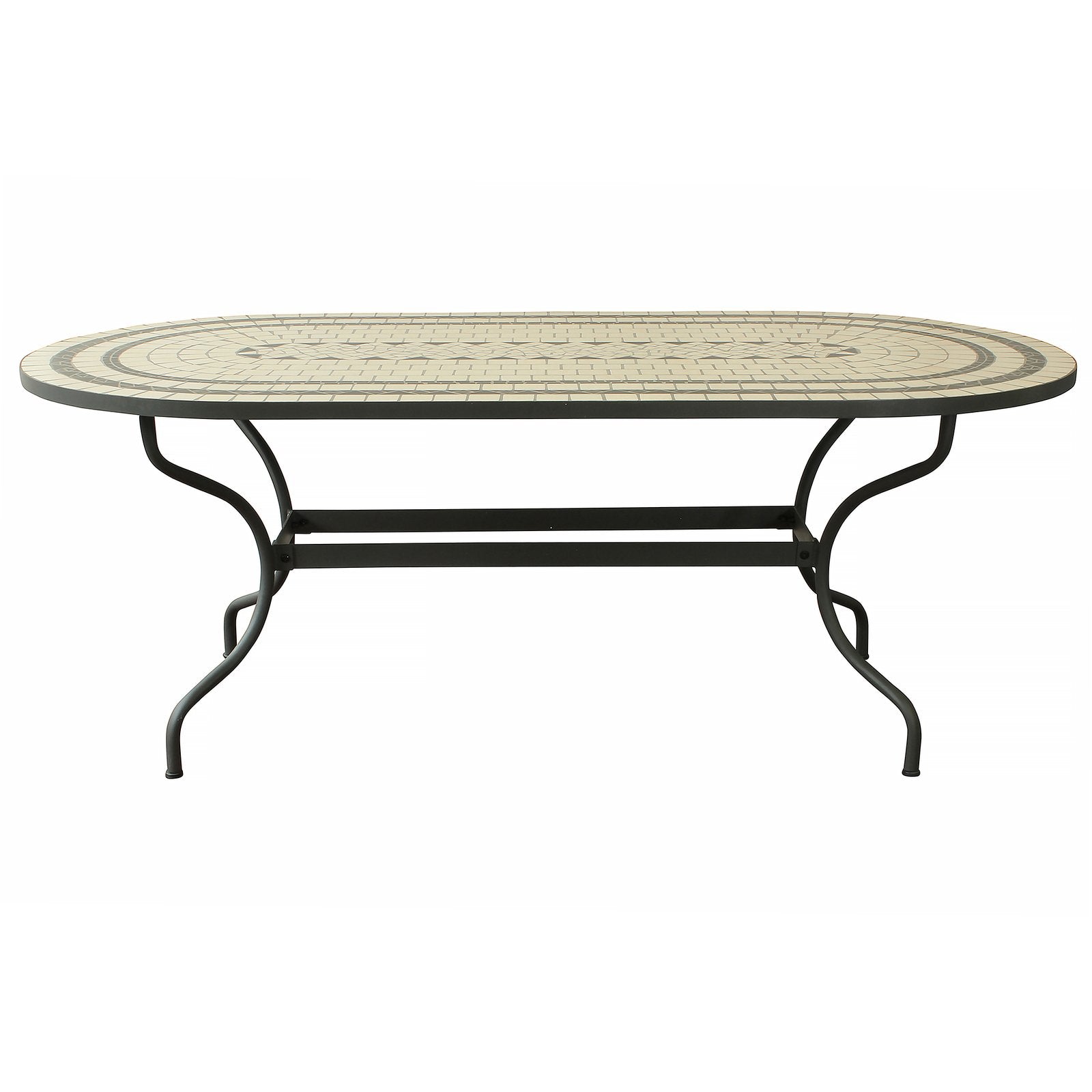 Tavolo da giardino in acciaio e mosaico - ORIANA