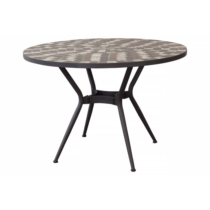 Tavolo da giardino in acciaio e mosaico - NOEMI