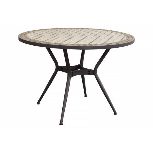 Tavolo da giardino in acciaio e mosaico - NOEMI