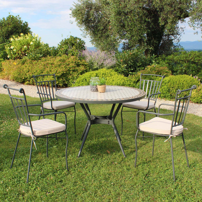 Tavolo da giardino in acciaio e mosaico - NOEMI