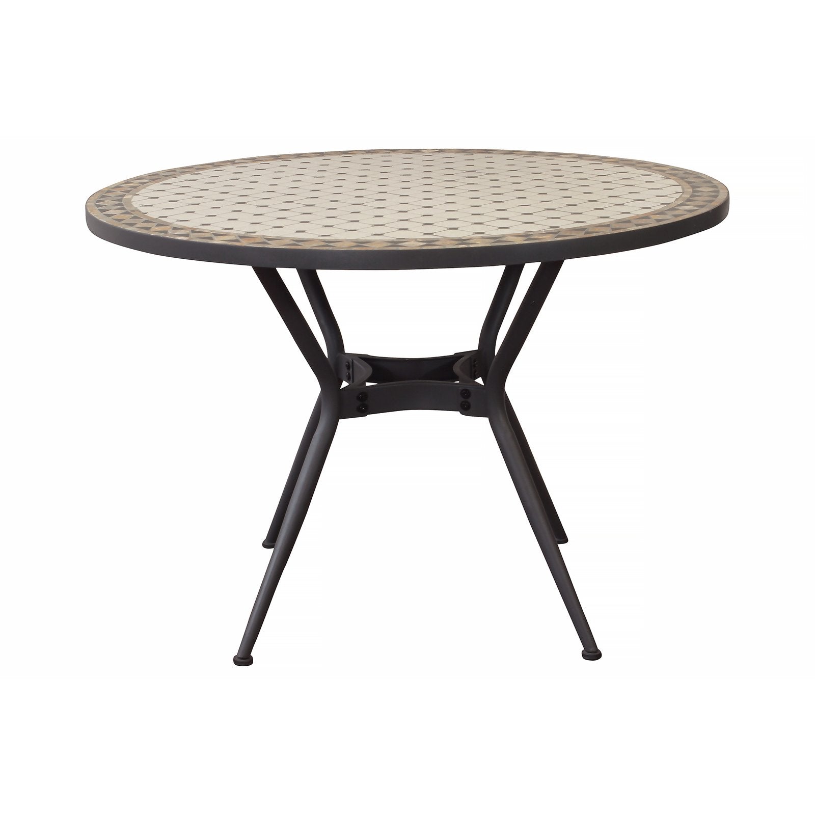 Tavolo da giardino in acciaio e mosaico - NOEMI