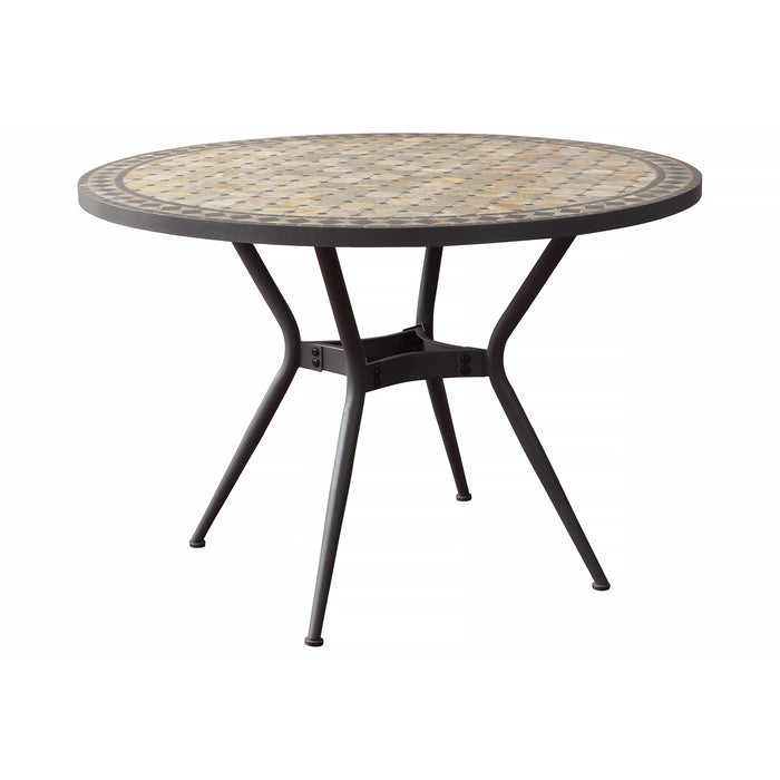 Tavolo da giardino in acciaio e mosaico - NOEMI