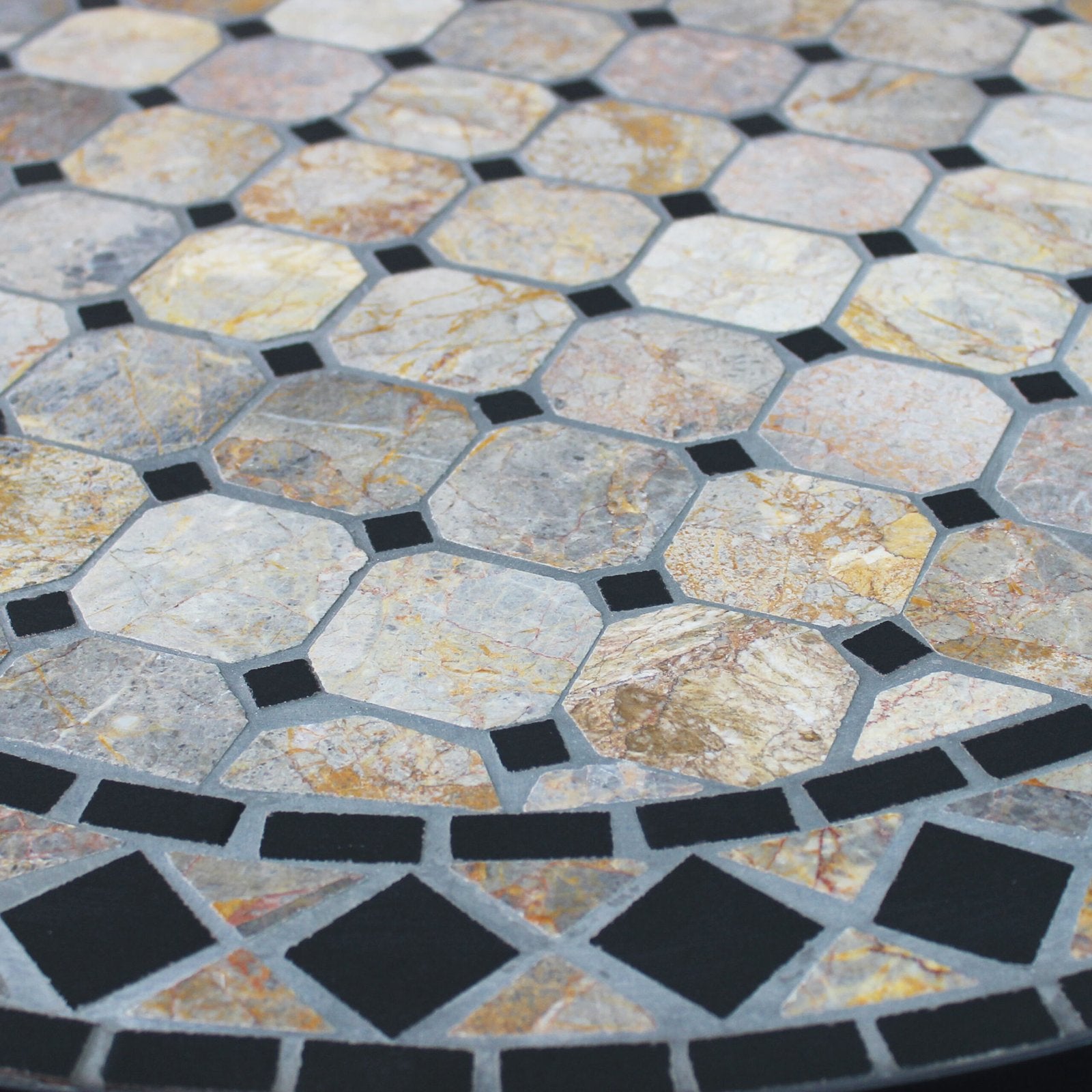 Tavolo da giardino in acciaio e mosaico - NOEMI