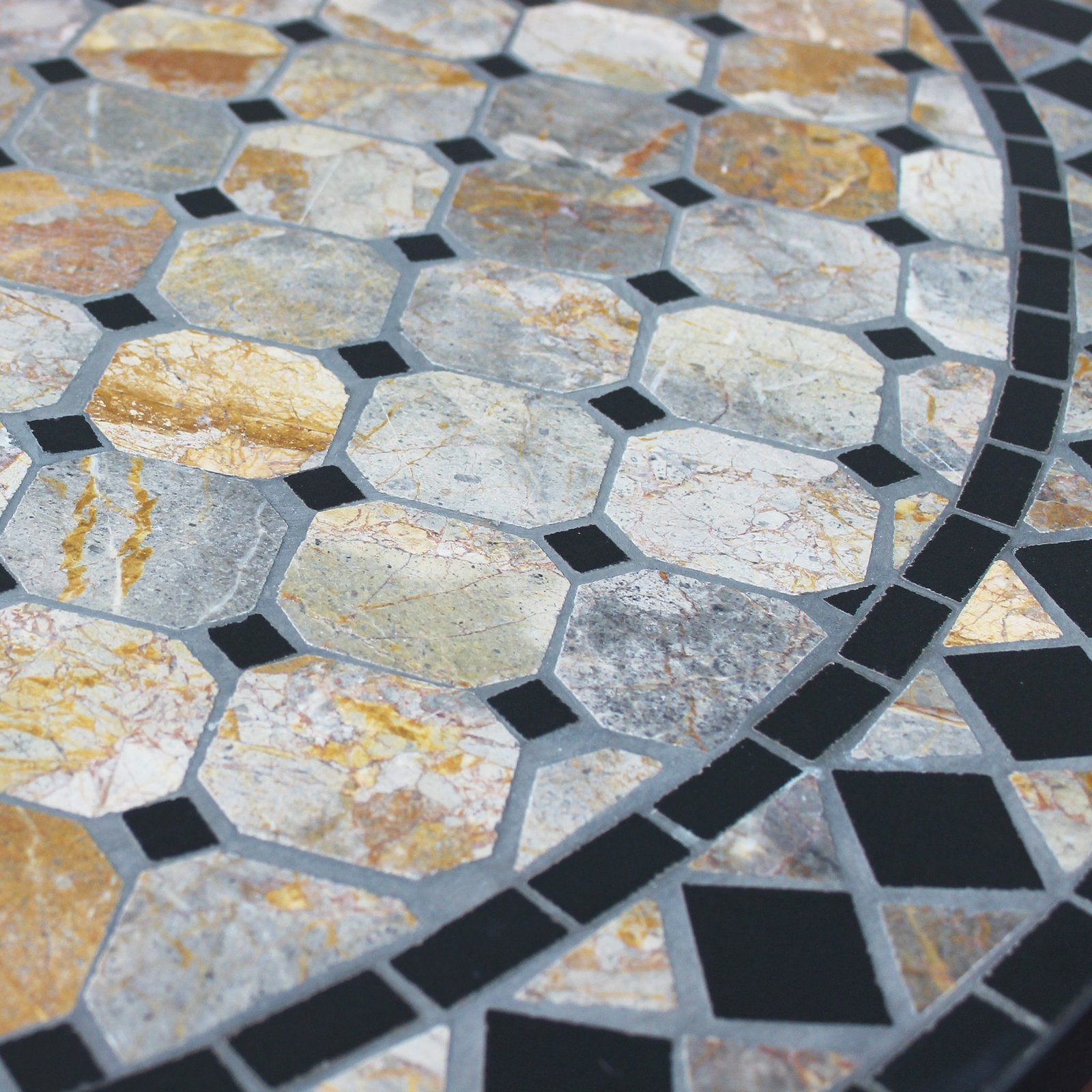 Tavolo da giardino in acciaio e mosaico - NOEMI