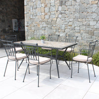 Tavolo da giardino in acciaio e mosaico - LIVIA