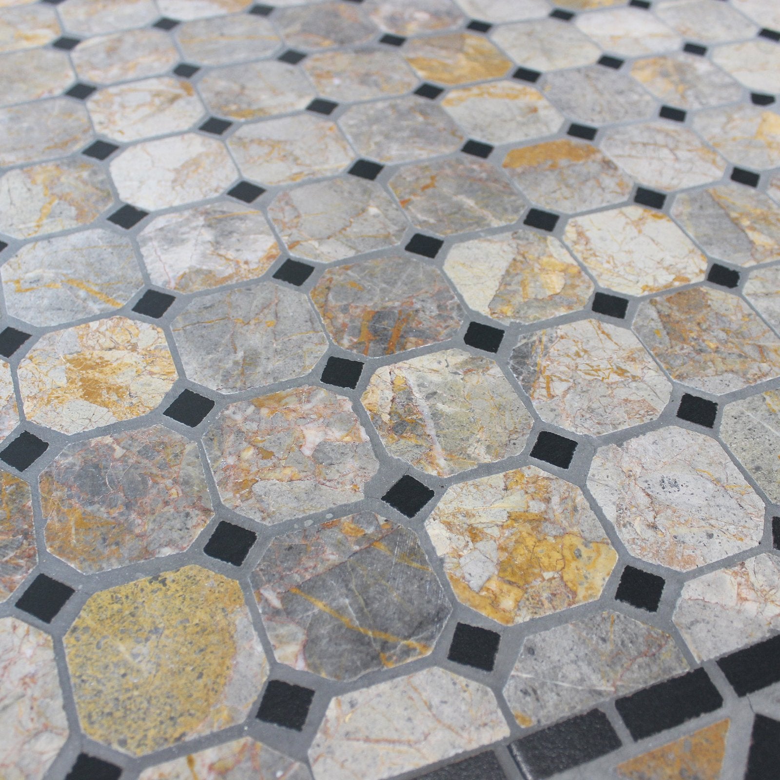 Tavolo da giardino in acciaio e mosaico - LIVIA