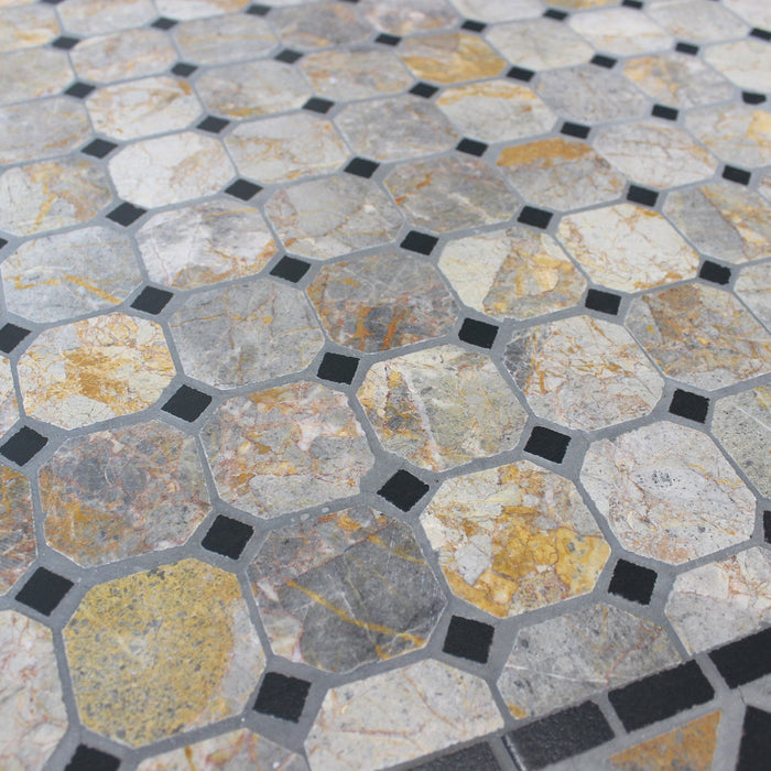 Tavolo da giardino in acciaio e mosaico - LIVIA