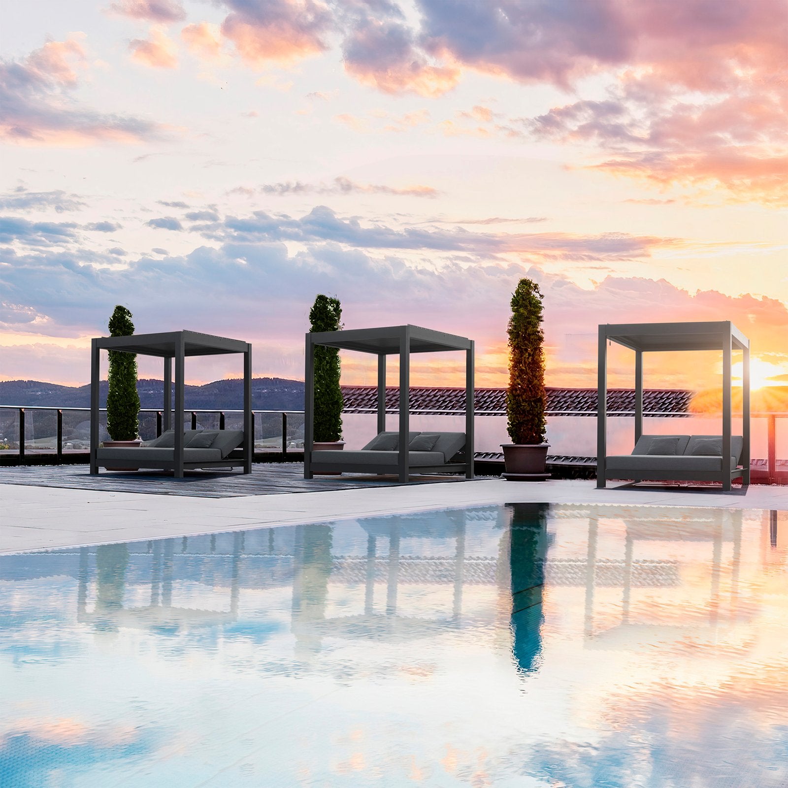 Gazebo letto da giardino con led - XANDER