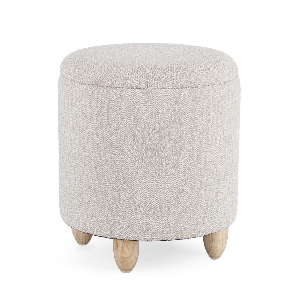 Sgabello Contenitore Bouclé Grigio Moderno da Interno - MILO