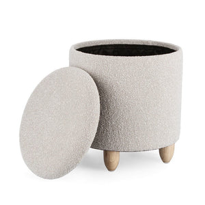 Sgabello Contenitore Bouclé Grigio Moderno da Interno - MILO