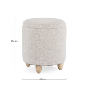 Sgabello Contenitore Bouclé Grigio Moderno da Interno - MILO