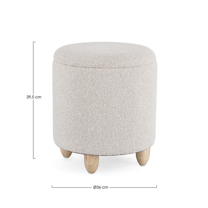 Sgabello Contenitore Bouclé Grigio Moderno da Interno - MILO