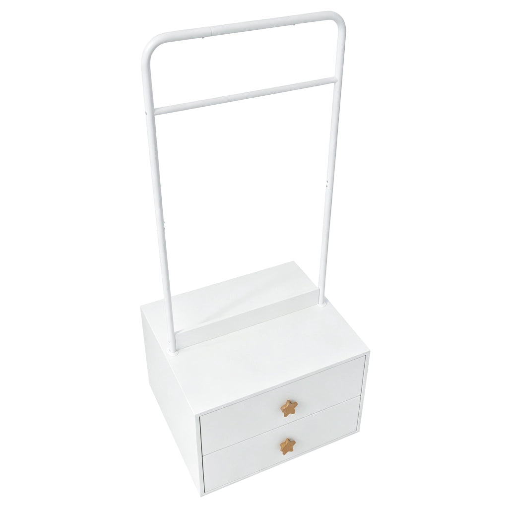 Appendiabiti per bambini 70x55x168 cm bianco in MDF, 2 cassetti