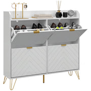 Scarpiera 4 Ante con Ripiano Regolabile ¨C Zephmum ¨C Bianco 106x24x102 cm