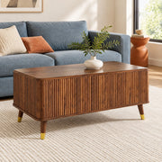 Tavolino da caff¨¨ 97x52 cm con piano regolabile in MDF color noce