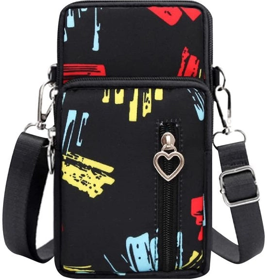 Borsa a Spalla Donna Impermeabile - Custodia Telefonica - Portafoglio con Cinturino a Spalla - Telefono fino a 7 Pollici - Leggero in Nylon - Comfortabile da Indossare