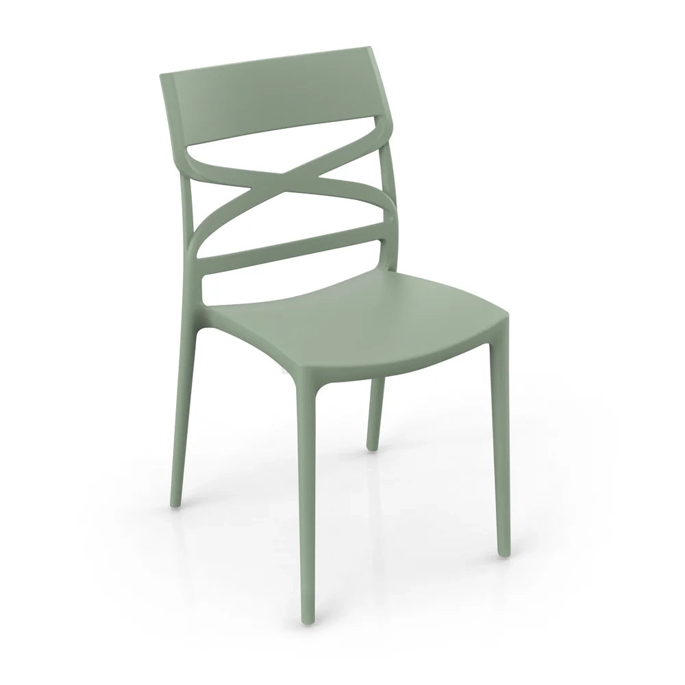 Sedia in polipropilene FLOW, 100% MADE IN ITALY, impilabile, resistente ai raggi UV, design moderno, ideale per sala da pranzo, cucina, bar, ristoranti o giardino, colore Menta