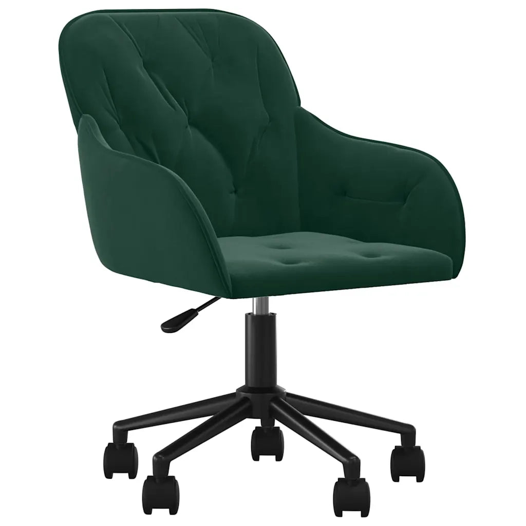 Sedia da Ufficio Girevole Verde Scuro in Velluto 344869