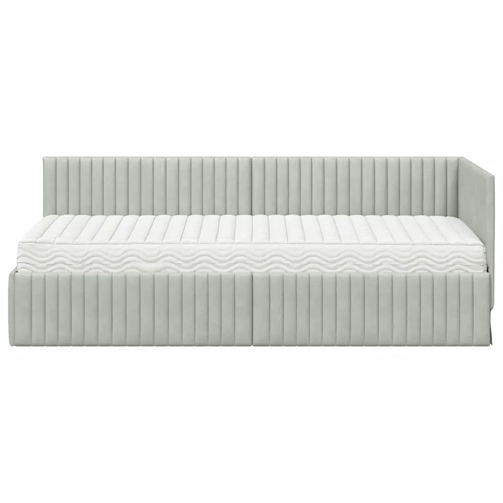 Letto singolo | Letto per adulti | Struttura Letto Angolare con Materasso 2 pcs Grigio chiaro