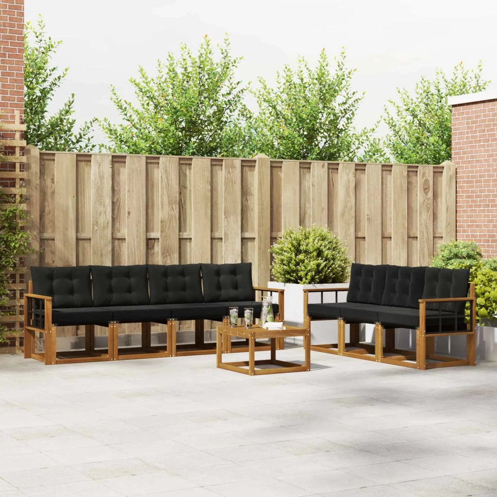 Set di divani da esterno con cuscino 8 pcs Naturale e Nero