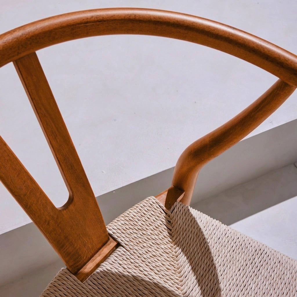 Set 2 sedie in legno con seduta in corda, noce