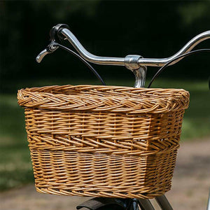 Cesto per bici cestino rettangolare in vimini naturale con manico intrecciato