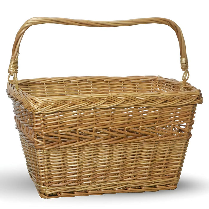 Cesto per bici cestino rettangolare in vimini naturale con manico intrecciato