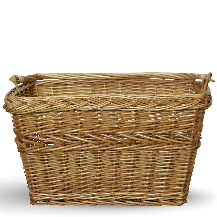 Cesto per bici cestino rettangolare in vimini naturale con manico intrecciato