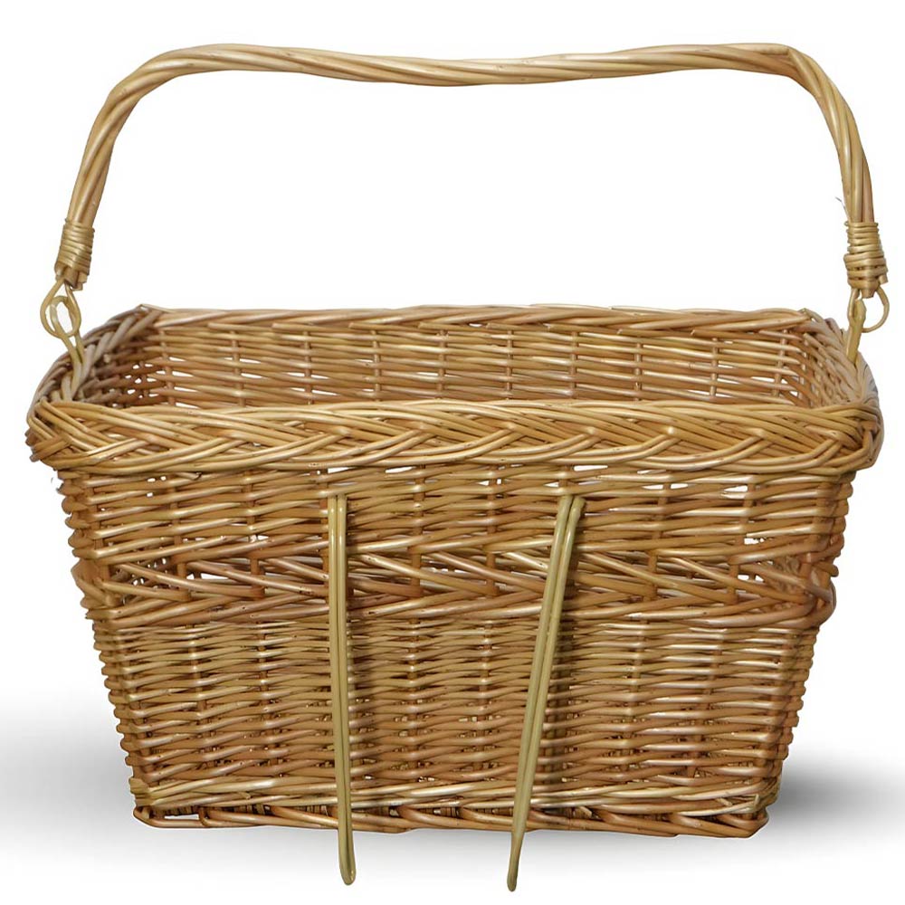 Cesto per bici cestino rettangolare in vimini naturale con manico intrecciato