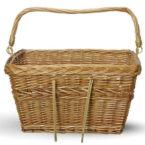 Cesto per bici cestino rettangolare in vimini naturale con manico intrecciato