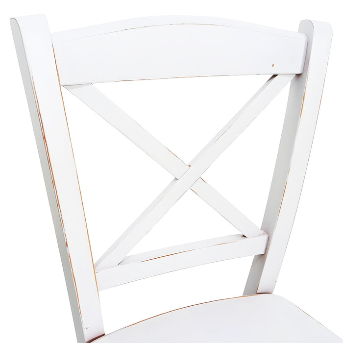 Sedia da pranzo Venezia croce in legno bianco anticato con finitura ciliegio