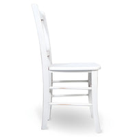 Sedia da pranzo Venezia croce in legno bianco anticato con finitura ciliegio