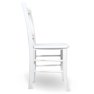 Sedia da pranzo Venezia croce in legno bianco anticato con finitura ciliegio