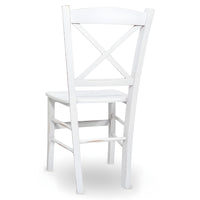 Sedia da pranzo Venezia croce in legno bianco anticato con finitura ciliegio