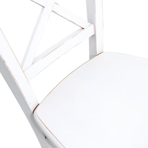 Sedia da pranzo Venezia croce in legno bianco anticato con finitura ciliegio