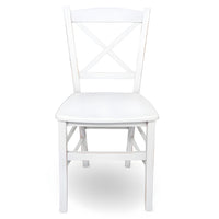 Sedia da pranzo Venezia croce in legno bianco anticato con finitura ciliegio