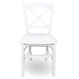 Sedia da pranzo Venezia croce in legno bianco anticato con finitura ciliegio