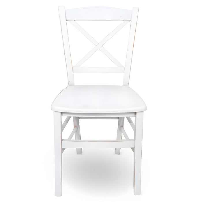 Sedia da pranzo Venezia croce in legno bianco anticato con finitura ciliegio