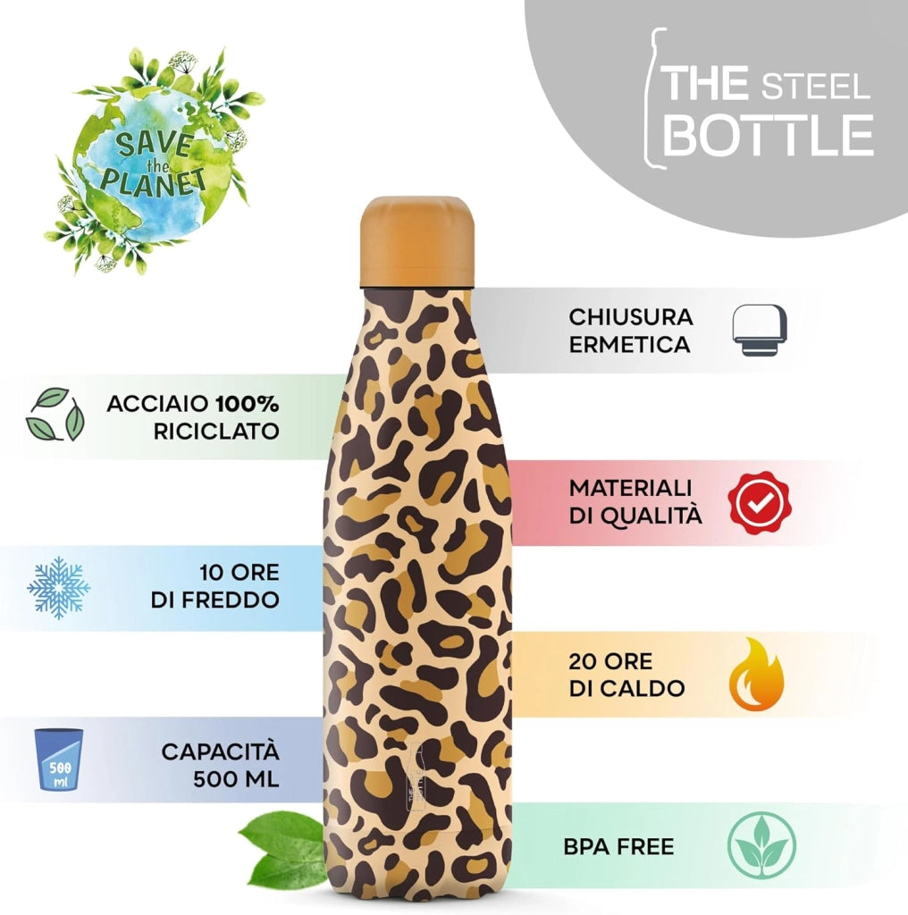 The Steel Bottle Bottiglia termica in Acciaio Inox Capacità 500 ml Chiusura Ermetica - Jungle