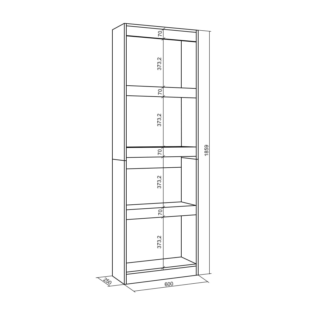 Libreria scaffale, 60x25x186cm, Soggiorno, Ufficio, Per libri, grigio Cemento RF2331