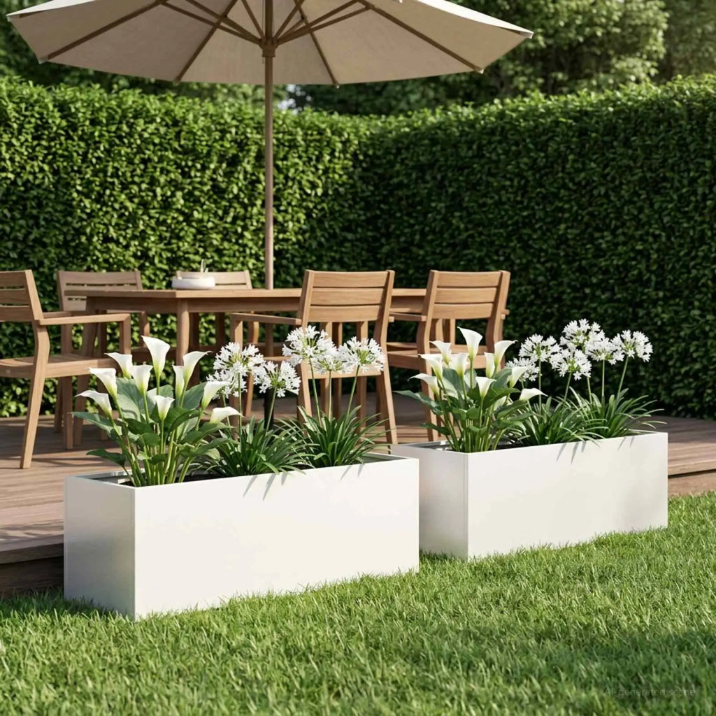 Vaso da giardino 2 pz Bianco 100 x 30 x 30 cm 8005221