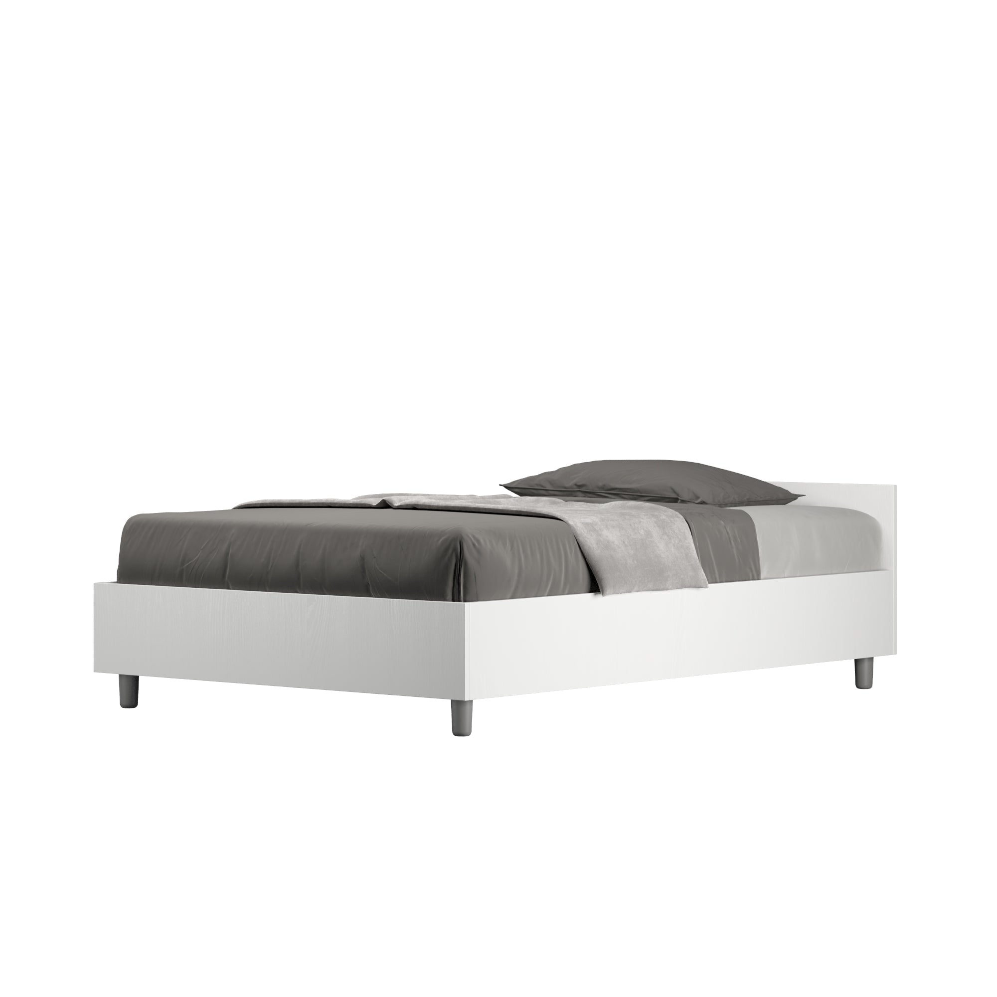 Letto 1 Piazza e Mezzo 120x190 cm con Rete Nuamo Bianco Frassino