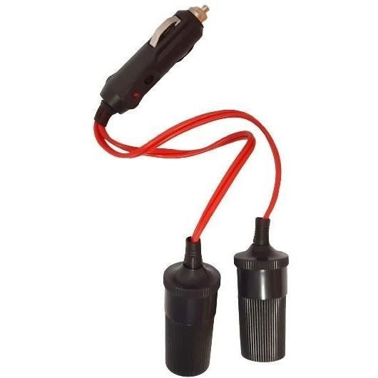 Doppia presa accendisigari 12/24V - HTC EQUIPMENT - Con LED 10A e cavo rosso 20cm
