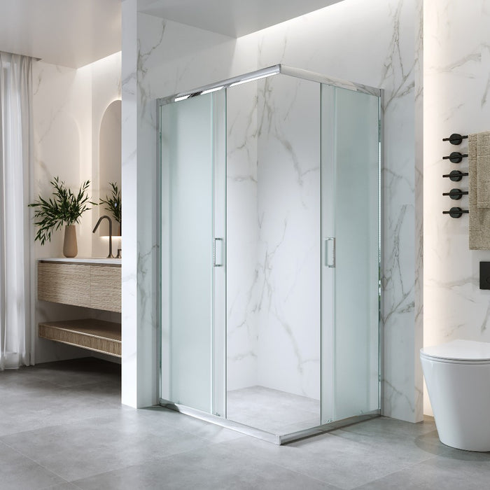 Cabina Doccia Angolare Scorrevole 80x120 Cm H 185 cm vetro Opaco 6 mm| Kiro