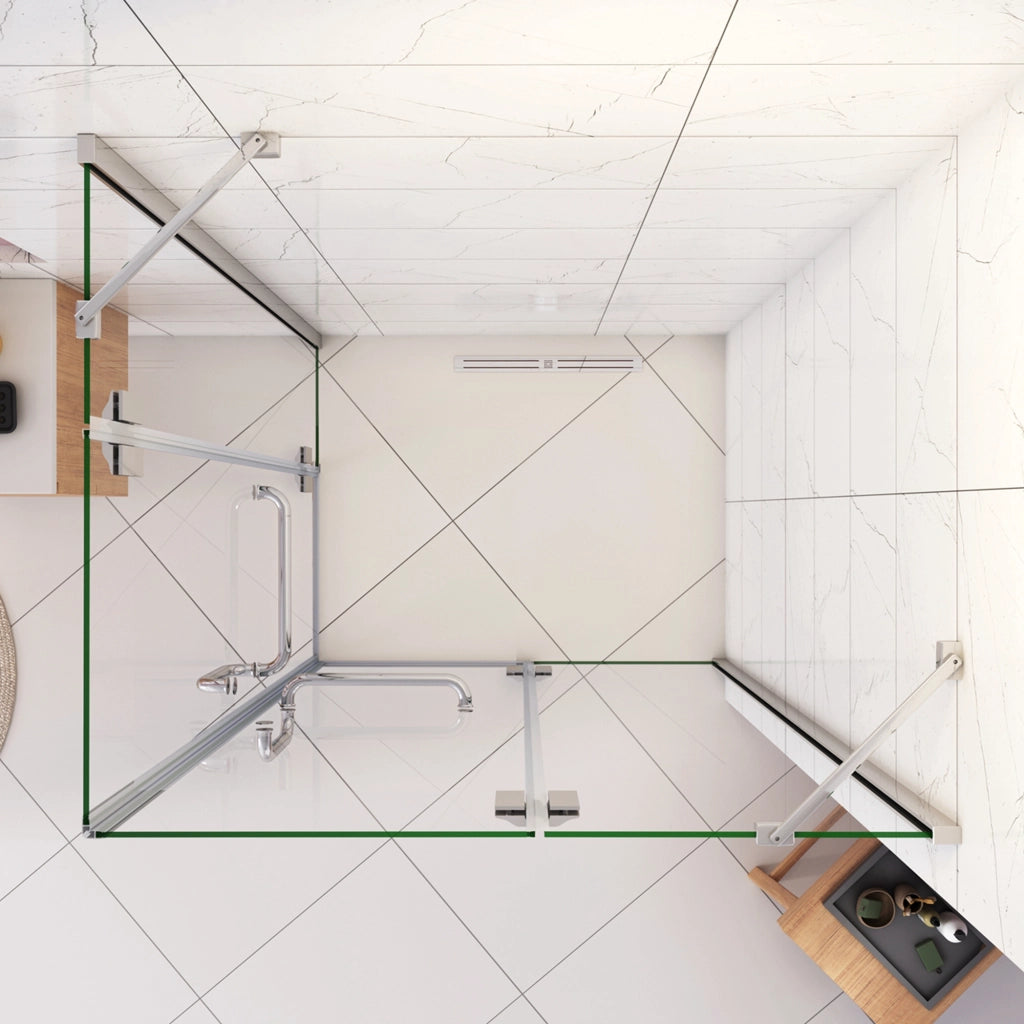120x90x190 cm Box Doccia Angolare Porte Battenti in Vetro 8 mm Temperato Trasparente Anticalcare Ante con Barre Stabilizzatrici